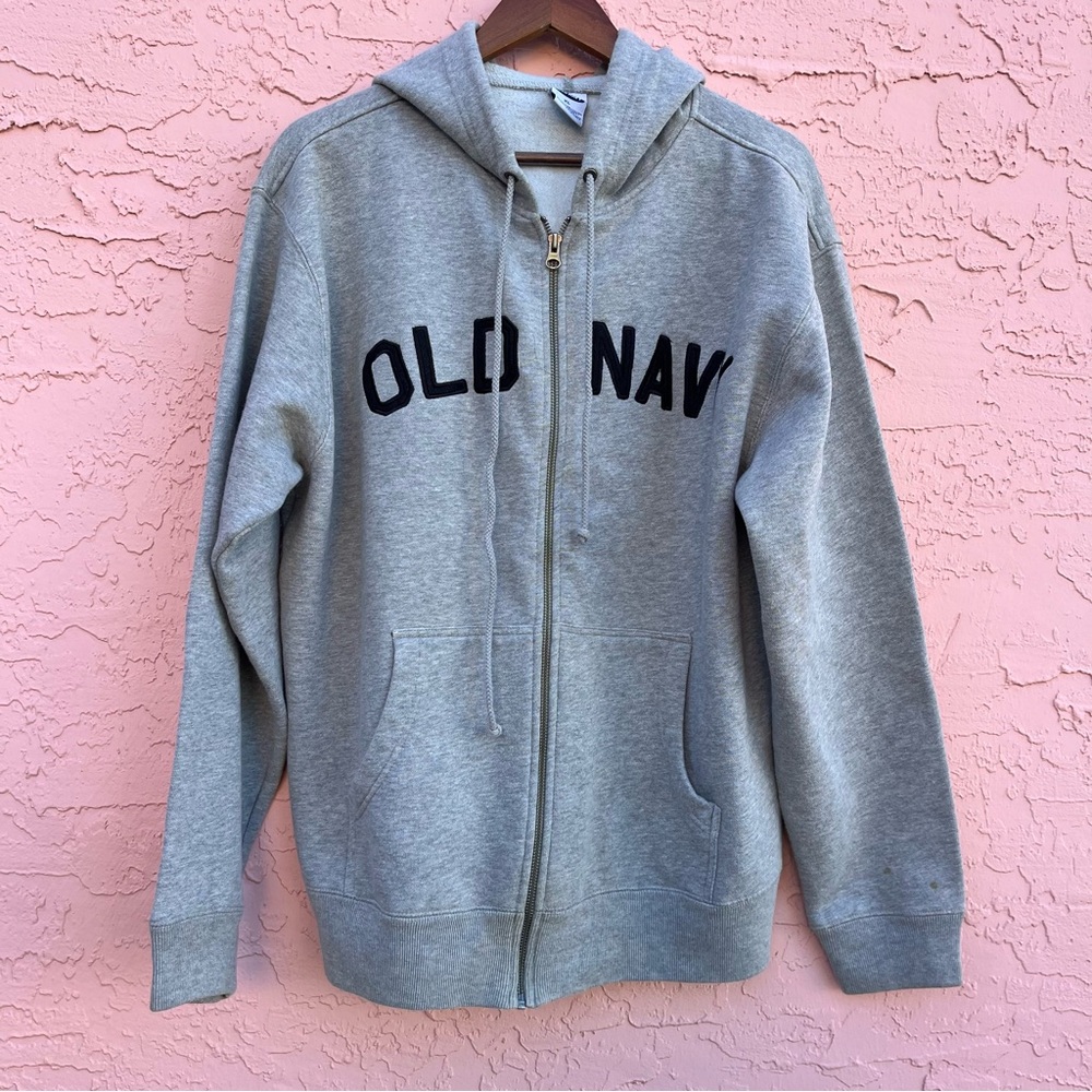 Vintage Old Navy Full Zip Jacket Hood Gray 90s Size XL Flaw